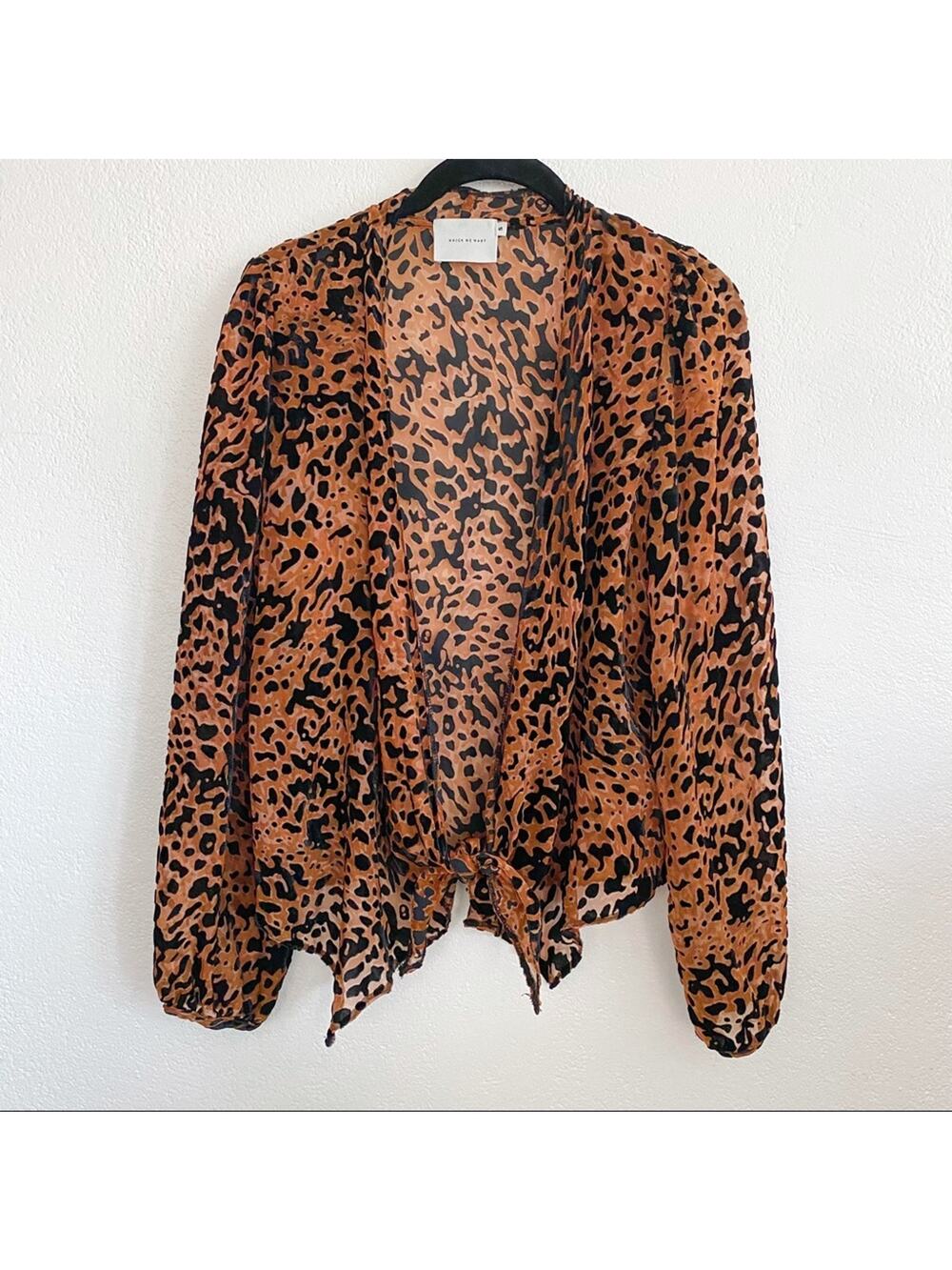 Which We Want Sheer Textured Leopard Cardigan Size Small